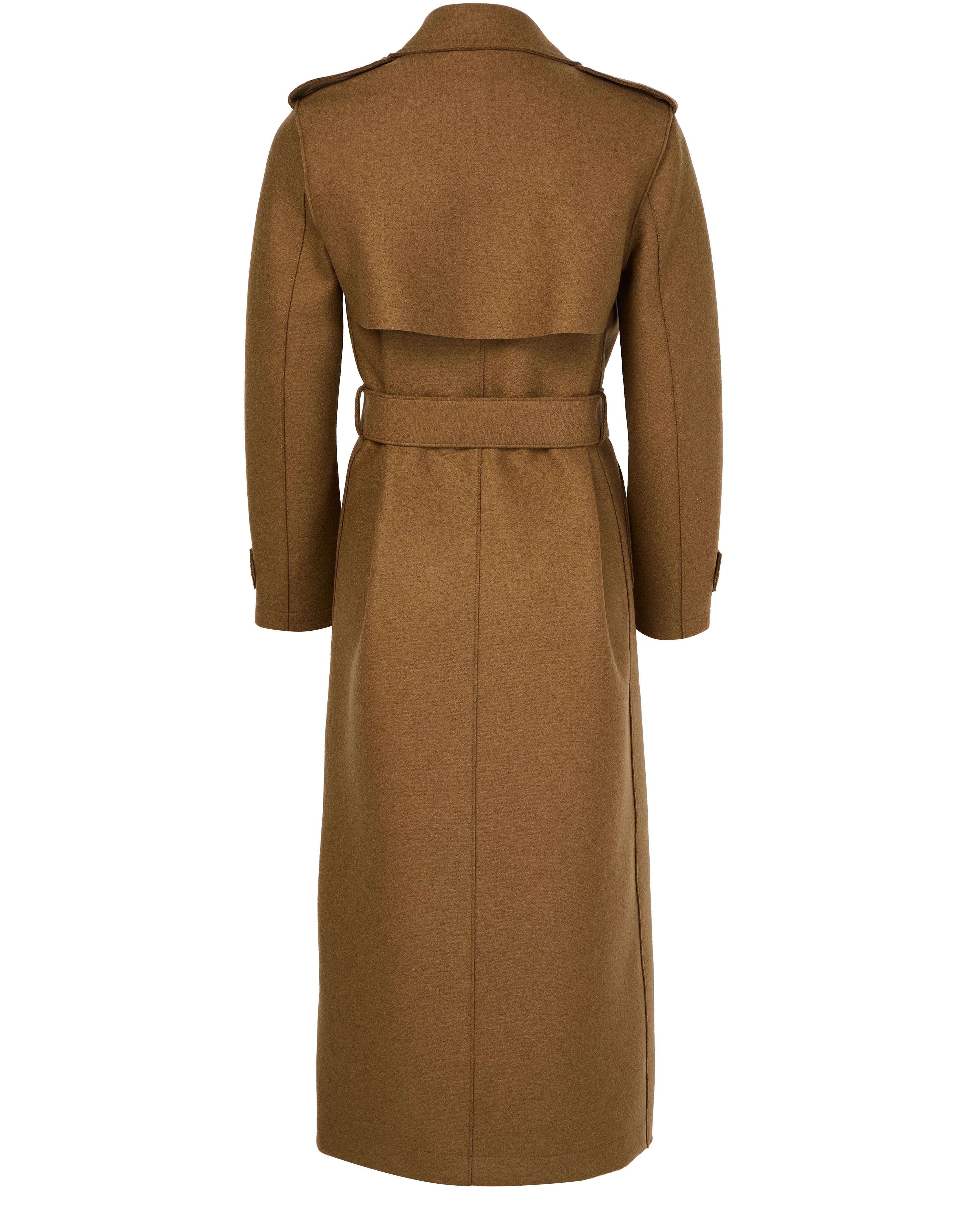 Double-stitched long trench in pressed wool thumbnail 3