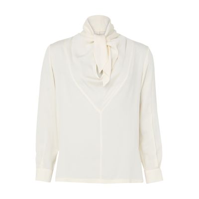 Max Mara Blouse With Pussycat Bow In White
