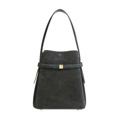 Totême Belted Suede Bucket Bag In Black