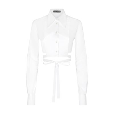 Dolce & Gabbana Criss-crossing Laces Cropped Shirt In White