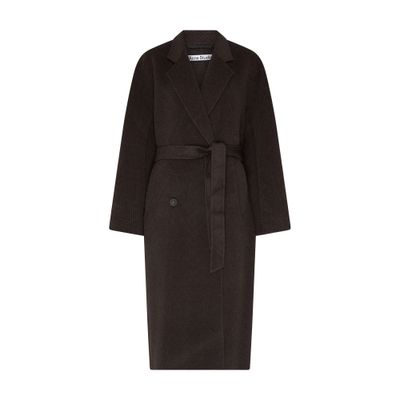 Acne Studios Oroshi Wool Blend Herringbone Belted Coat In Grey