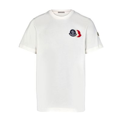 Moncler Cotton T-shirt With Ribbed Crew Neck And Signature Logo Patches In White