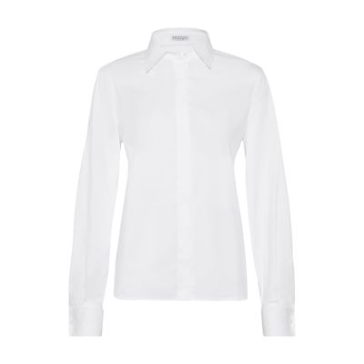 Brunello Cucinelli Monili-trim Concealed-fastening Shirt In White
