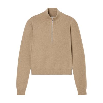 Rohe Zip-neck Sweater With Polo-shirt Style Collar In Brown