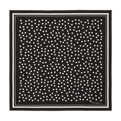 Dolce & Gabbana Polka-dot Twill Scarf (70x70) In Black