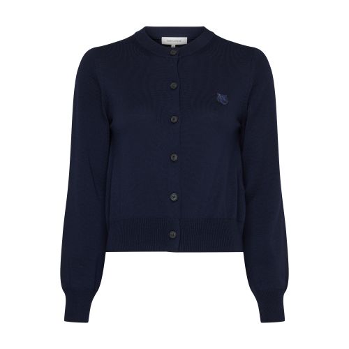 Shop Maison Kitsuné Bold Fox Head Patch Regular Cardigan In Ink_blue