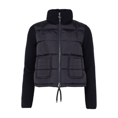 Moncler Bi-material Jacket In Blue