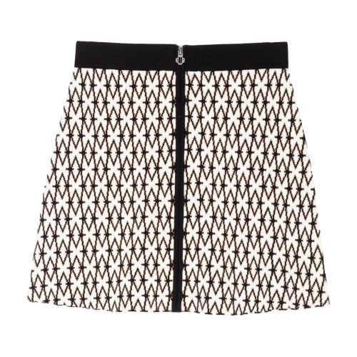 Maje Womens Tricolore Button-embellished Stripe Stretch Cotton-blend Mini Skirt In Ecru_noir