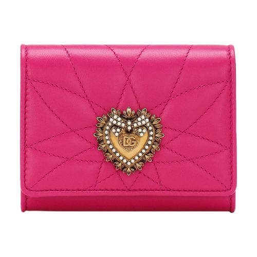 Dolce & Gabbana Devotion French Flap Wallet In Shocking_pink