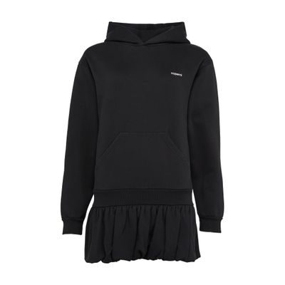 Coperni Black Basque Logo Hoodie Minidress In Black