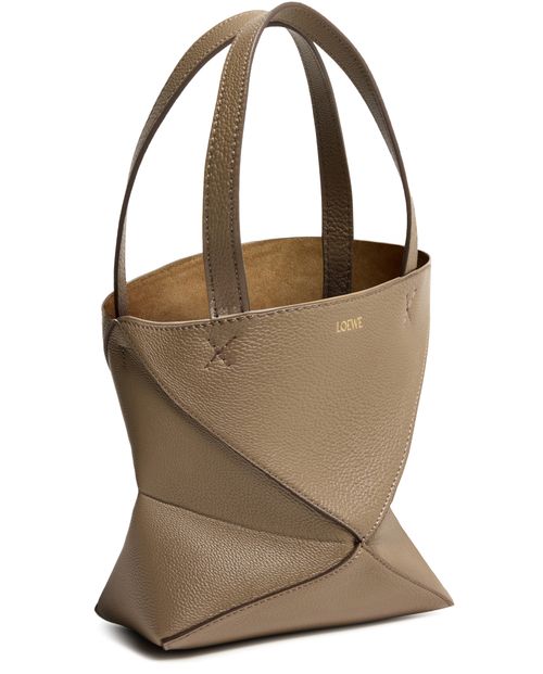 LOEWE Mini sac cabas en cuir de veau grainé souple Puzzle Fold