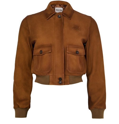 MIU MIU Crop suede aviator jacket