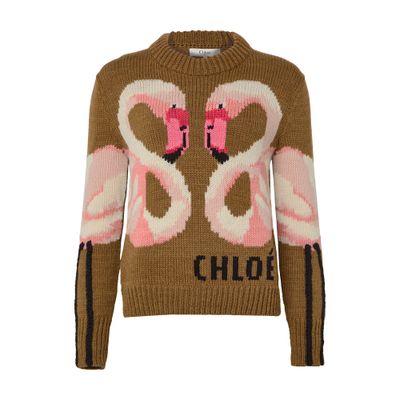 Chloé Women Brown Logo Sweater, M Luxury Sweaters & Knitwear For Women Darveys In Green