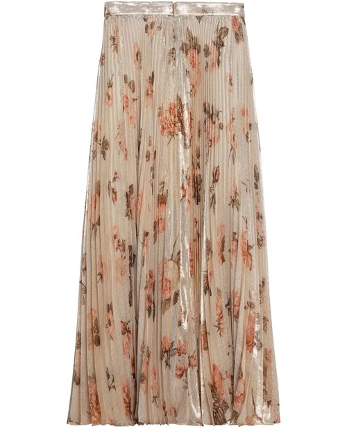 CELINE Skirt with sunburst pleats in silk lamé