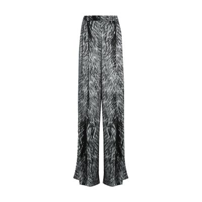 Dolce & Gabbana Silk Satin Pajama Pants With Fur Print In Multicolor