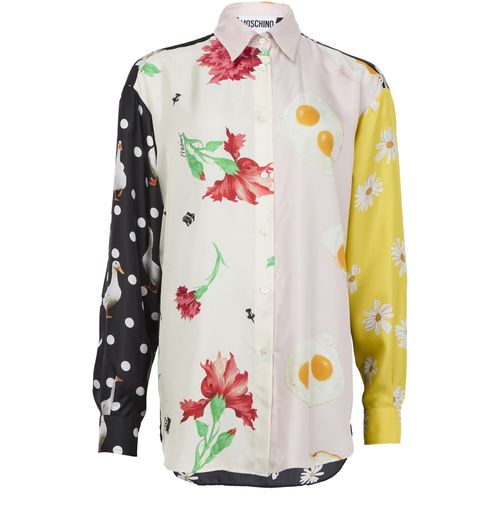 MOSCHINO Hemd mit Printmotif aus Popeline