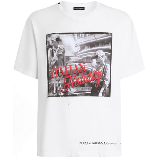 ◆完売必至◆【Dolce&Gabbana】Italian Holiday Tシャツ Italian Holidayプリント Tシャツ メンズ | DOLCE GABBANA | 24S