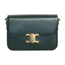 Celine - Triomphe Shoulder Bag in Shiny Calfskin Black for Women - 24S