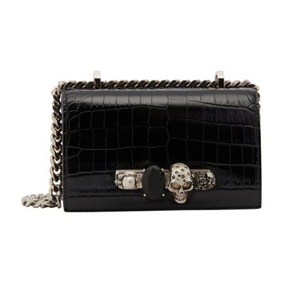 Alexander Mcqueen Mini Jewelled Satchel In Black