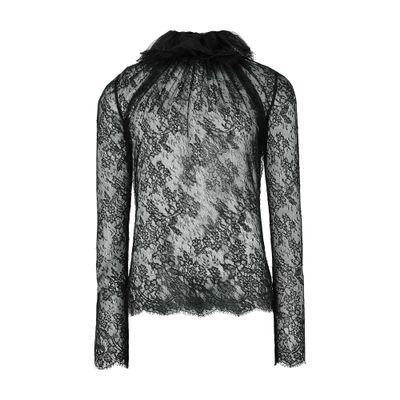 Alexander Mcqueen Long-sleeved Lace Top In Black