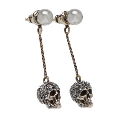 Alexander Mcqueen Paved Skull Earrings In Silver