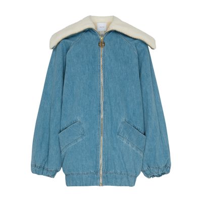 Shop Patou Oversize Denim Jacket In Ice_blue