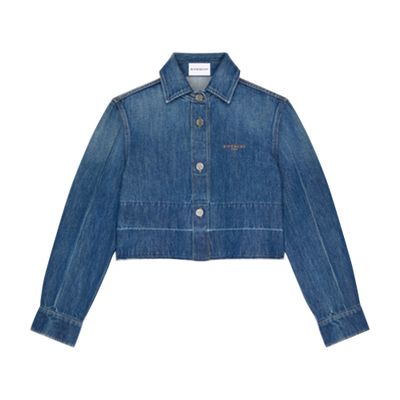 Givenchy Denim Shirt With Frayed Hem In Blue
