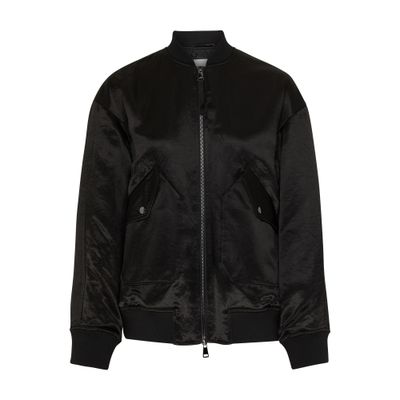 Max Mara Leisure Imelde Oversized Crinkled-satin Bomber Jacket In Black