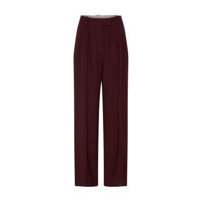 The Row Antone Pleated Wool Wide-leg Pants In Burgundy