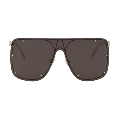 Alexander Mcqueen Light Skull Square Frame Sunglasses In Gold Gold Grey