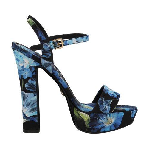 Dolce & Gabbana Dolce&gabbana Keira Floral Ankle Strap Platform Sandal In Campanule_fdo_nero
