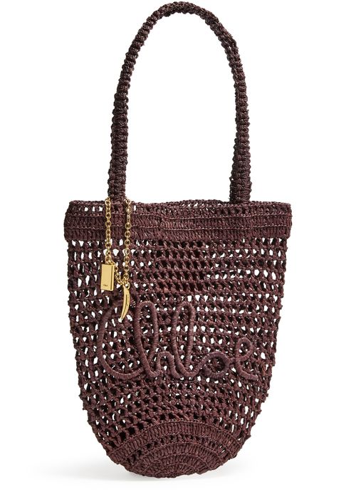 CHLOE Summer Banana small raffia tote bag