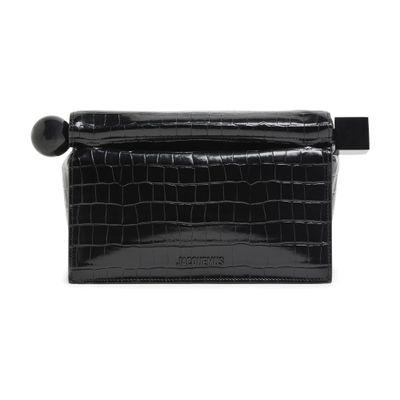 Jacquemus Black La Pochette Rond Carr Clutch In Black