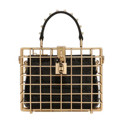 Dolce & Gabbana Dolce Box Cage Top-handle Bag In Light Gold Black
