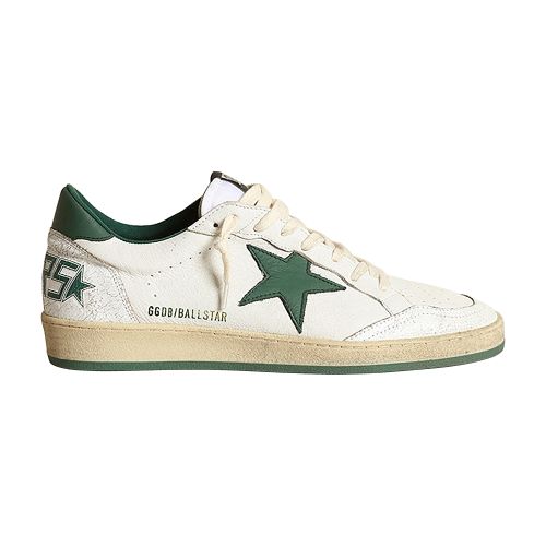 Golden Goose White Leather Sneakers In White_green