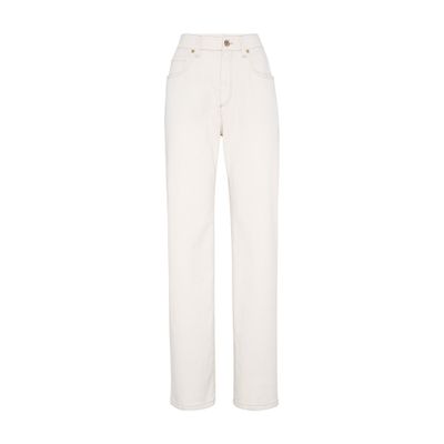 Brunello Cucinelli High-rise Straight-leg Jeans In White