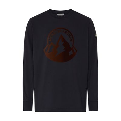 Moncler Printed Long-sleeved T-shirt In Navy