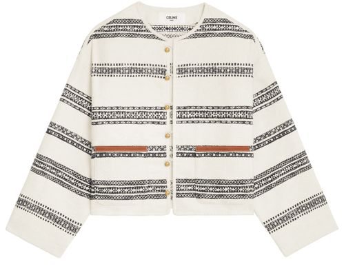CELINE Baja in striped tweed cardigan