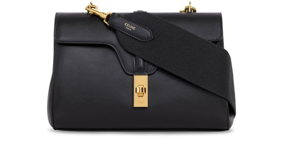 CELINE Teen 16 Calfskin Leather Crossbody Bag Black