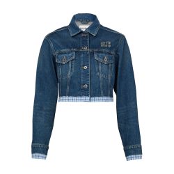 MIU MIU DENIM FLOCK JACKET ジャケット Miu Miu Denim Jacket | Blue | FARFETCH