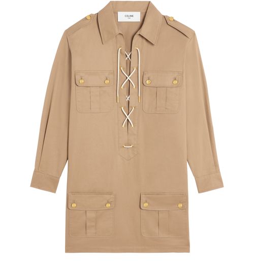 CELINE Mini robe saharienne coton lin