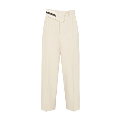 Fendi Wide Leg Gabardine Trousers With Cropped Length In White