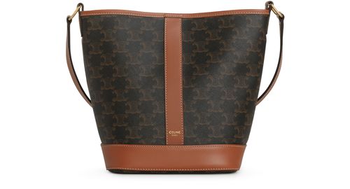 CELINE Small bucket in Triomphe canvas and calfskin