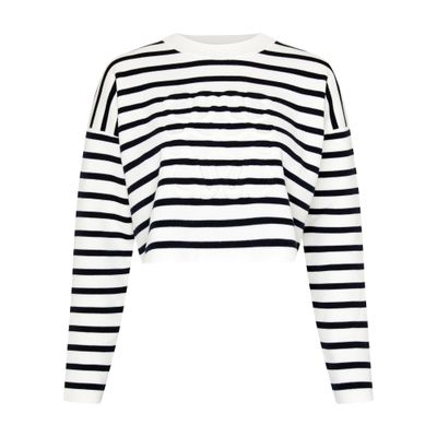 Loewe Striped Wool-blend Sweater With Anagram Detail In Off-white