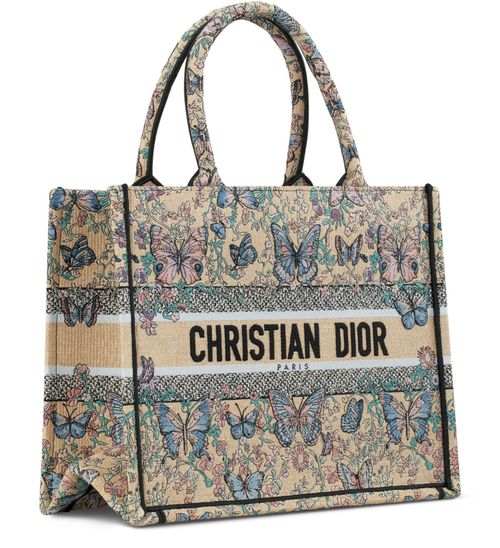 DIOR Medium Dior Book Tote raffia Toile de Jouy Papillon embroidery 