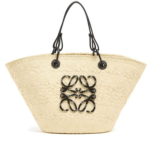 LOEWE Panier en palmier Iraca et cuir de veau Anagram 