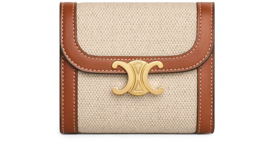 Women's Small wallet triomphe in textile and calfskin, CELINE