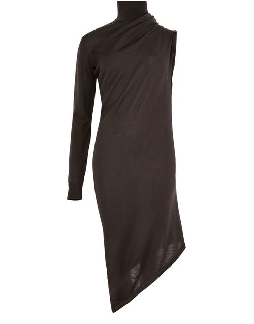 COURREGES One shoulder wool midi dress