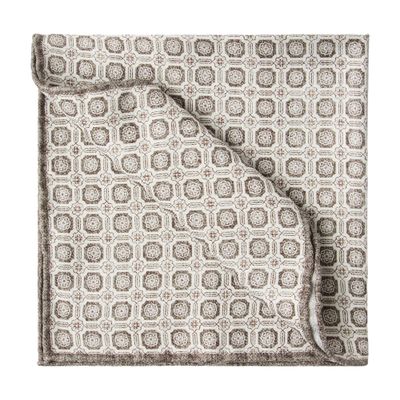 Brunello Cucinelli Double-faced Silk Geometric Pocket Square In Brown