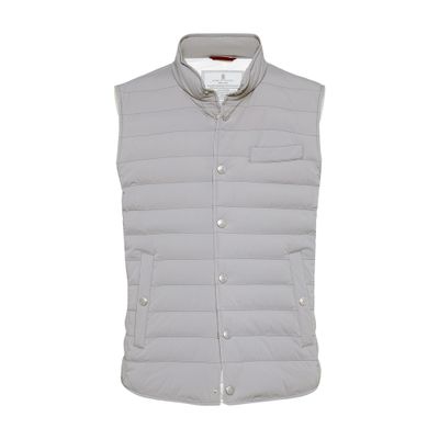 Shop Brunello Cucinelli Nylon Down Vest In Grey